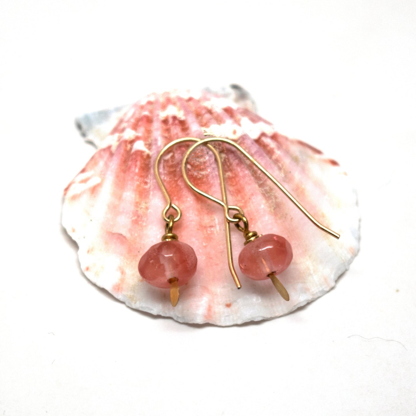 Pink Tourmaline Dangle Earrings with Gold Filled Earring
